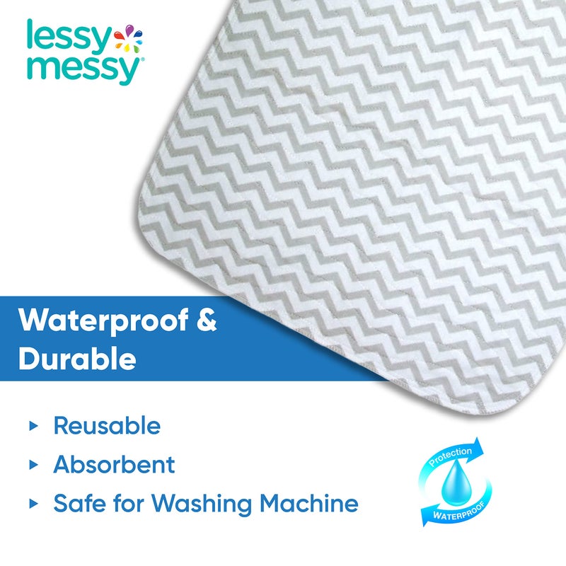 Lessy Messy Portable Diaper Changing Mat - Extra Large Waterproof Travel Changing Pad | Machine Washable & Dryer Safe | Wipeable Baby Changing Mat for Nursery, Car, & On-The-Go (Grey) - Image 4